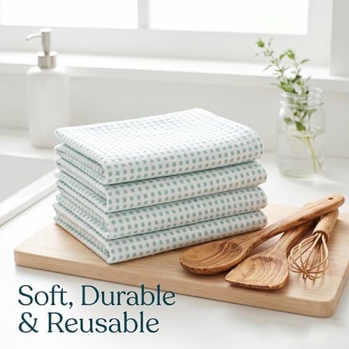 Urban Villa Kitchen Towels Cotton Dish Towels 20”x30” Aqua White - Image 6