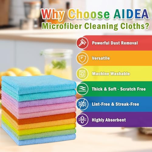 AIDEA Microfiber Cleaning Cloth, Cleaning Rags, 11.5"×11.5" - Image 2