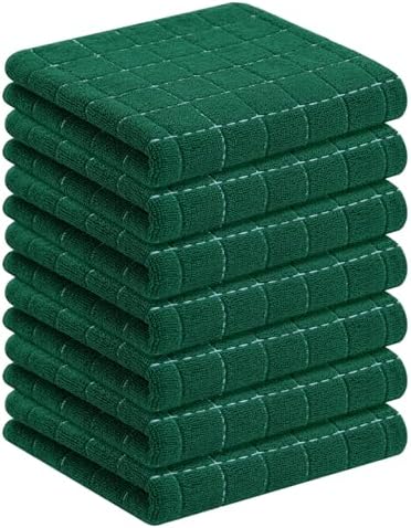 Homaxy 100% Cotton Terry Kitchen Towels, 7 Pack, Dark Green by Homaxy