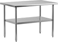 30" x 24" Stainless Steel Work Table NSF Certified Heavy Duty Commercial Kitchen Prep Table with Undershelf for Home, Restaurant, Hotel, Silver