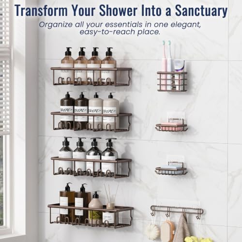 8 Pack Adhesive Rustproof Shower Caddy - Image 3