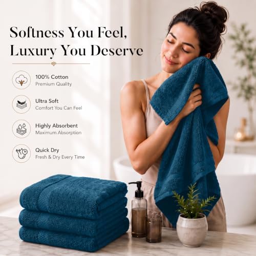DAN RIVER 600 GSM Cotton Large Bath Towels Set of 4, 27 x 54 Inches - Image 6