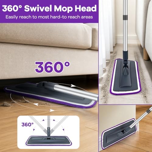 Microfiber Flat Mop for Hardwood Floor Cleaning, Dry Wet Dust Mops - Image 3