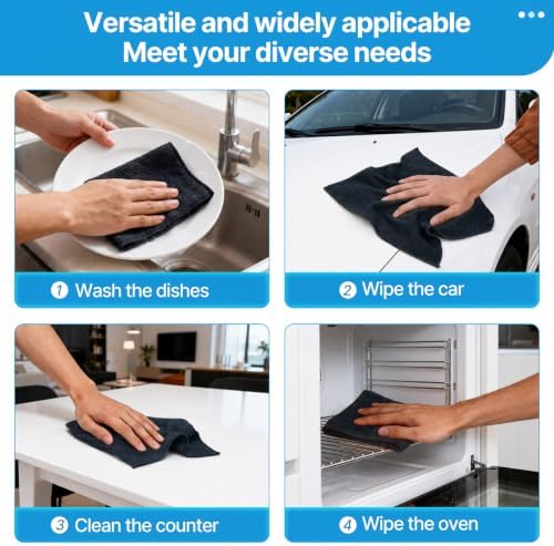 QYL Microfiber Cleaning Cloth, 12 Pack Cleaning Rags, Cleaning Towels - Image 6