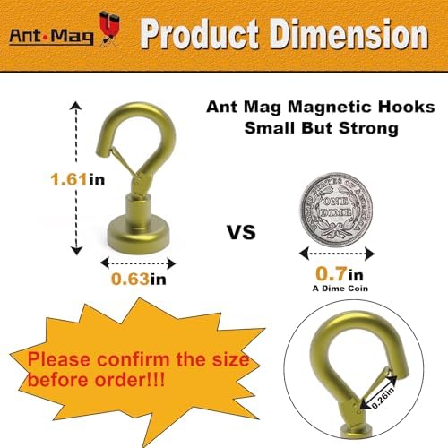 Ant Mag Magnetic Hooks Heavy Duty 22LBS Strong Magnet Snap Hooks 8 Pack - Image 2