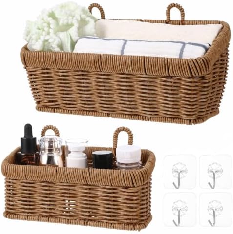 2 Pcs Wall Hanging Basket Wall Mount Pantry Fruit Basket Boho Style Decor by WLLHYF