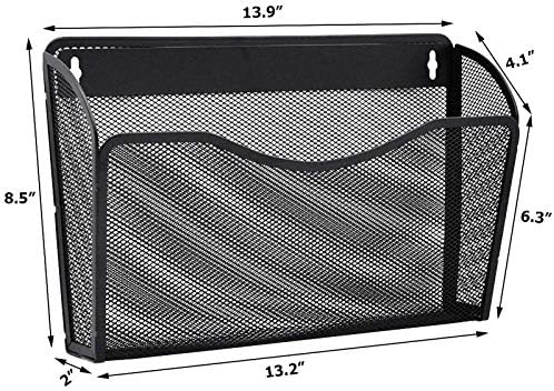 EASEPRES 6 Single Pocket Mesh Hanging File Organizer, Vertical Wall Mounted - Image 2