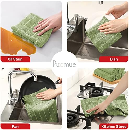 Puomue Microfiber Kitchen Towels and Dishcloths Set, 26 x 18 Inch and 12 x 12 - Image 3