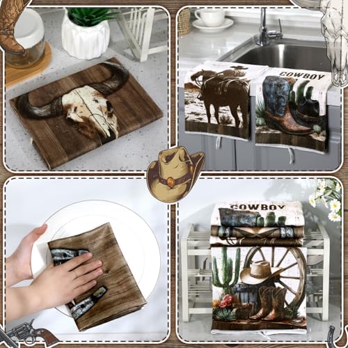 Bencailor 6 Pcs Western Cow Kitchen Towels Decorative Sets Dish Towels - Image 5