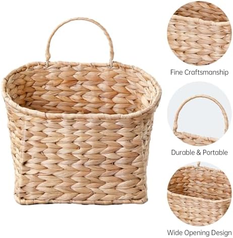 Coeusy Set of 2 Hanging Basket, Wicker Wall Basket - Image 6