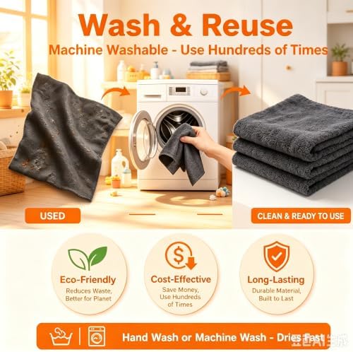 5 Pack Genie Cloth Magic Cloth, Magic Cleaning Cloth, Microfiber Cleaning Cloths - Image 2