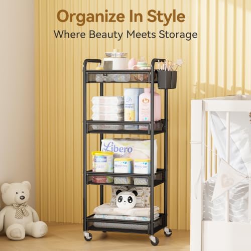 YASONIC 4 Tier Rolling Cart – Rolling Storage Cart - Image 7