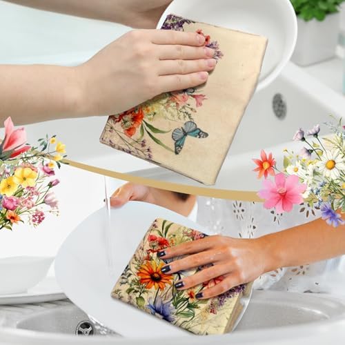 Bencailor 6 Pcs Wildflowers Kitchen Towels Decorative Sets Dish Towels - Image 2