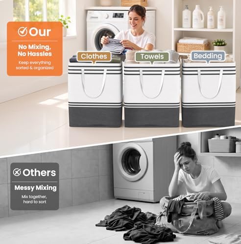 TranquilRelax 3-Pack Laundry Basket, Laundry Hamper - Image 6