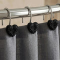 Black Bling Shower Curtain Hooks: Cute Heart Bathroom Curtain Rings by PopKozzi