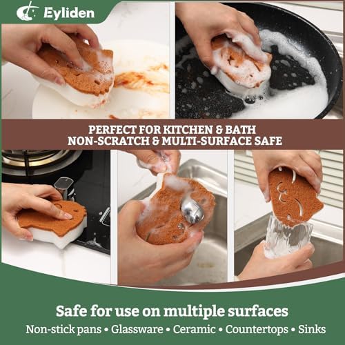 Eyliden Cat Scrub Sponges, 6 Pack, Plant-Based, Dual-Sided - Image 3