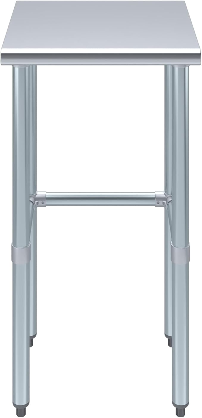 AmGood Stainless Steel Work Table Open Base | NSF Kitchen Island Food Prep | Laundry Garage Utility Bench (18" Long X 18" Deep)