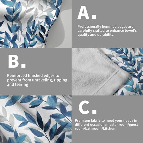 Blue Eucalyptus Hand Towels Set of 2 Spring Summer Floral Watercolor Leaves - Image 5