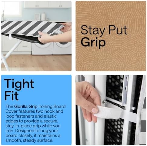 GORILLA GRIP Padded Ironing Board Cover, 15x54 Striped - Image 3
