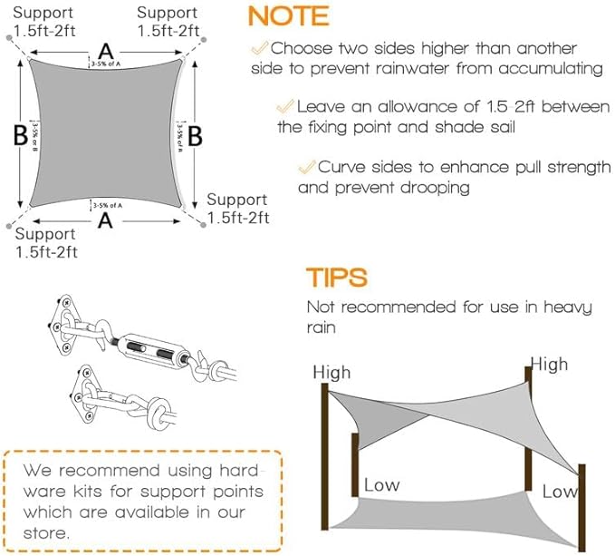 Amagenix Sun Shade Sail 6'X10' Curved Edge Outdoor Shade Canopy Light Grey Breathable 95% UV Block Shade Cloth for Patio Garden Backyard (We Make Custom Size)