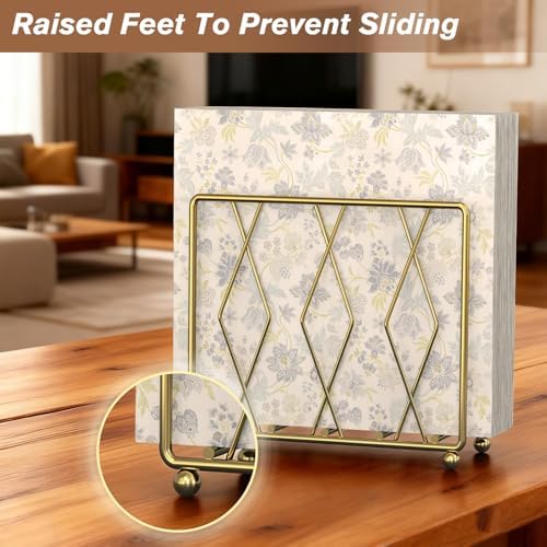 2 Pack Gold Napkin Holders for Table, Metal Set for Kitchen Counter - Image 2