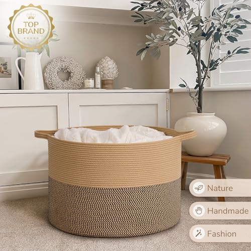INDRESSME 115L Extra Large Woven Wicker Blanket Basket Living Room - Image 7