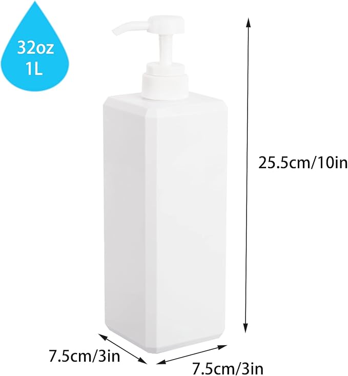 Plastic Pump Bottle Refillable Lotion Soap Dispenser 32oz White 2 Pack | Sturdy - Image 6