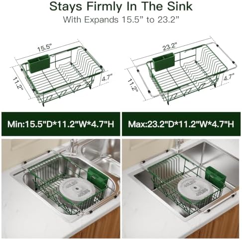 MAJALiS Green Dish Drying Rack Over Sink - Image 3