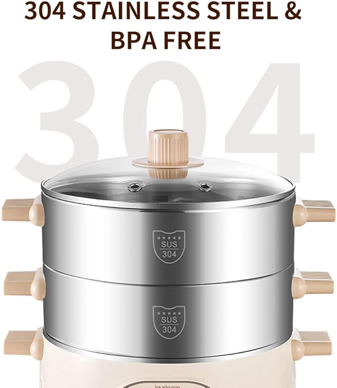 Joydeem Electric Food Steamer for Cooking, 2-Tier Stainless Steel Vegetable & Food Steamers, 15L/15.9 qt Large Capacity, JD-DZG15B