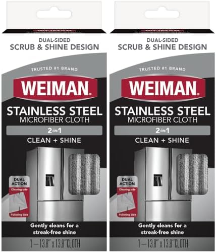 Weiman Microfiber Cloth for Stainless Steel, Safely Traps and Removes Dirt by Weiman