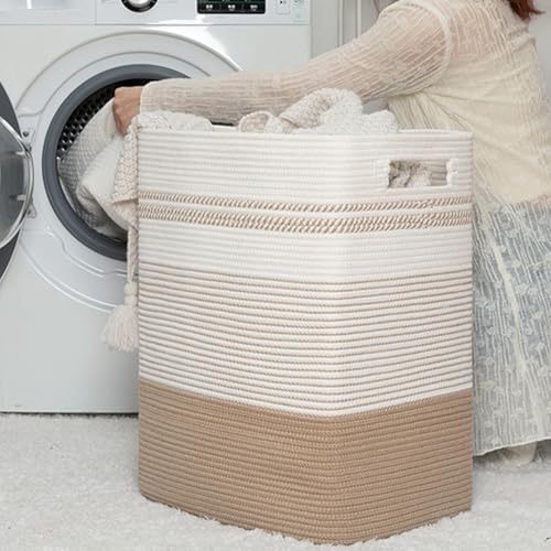 80L Large Cotton Rope Laundry Basket - Image 5