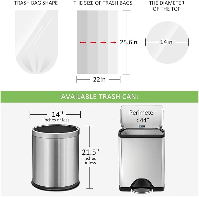 8 Gallon Strong Trash Bags by RayPard, Medium Trash Bags Can Liners - Image 2