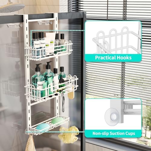 HapiRm 3 Tier Over the Door Shower Caddy, Hanging Shower Caddy - Image 5