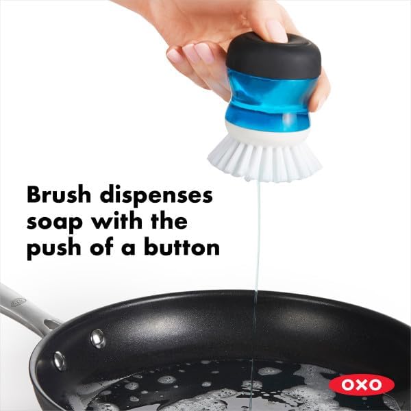 OXO Good Grips Soap Dispensing Palm Brush Storage Set | Dish Scrub and Stand - Image 2