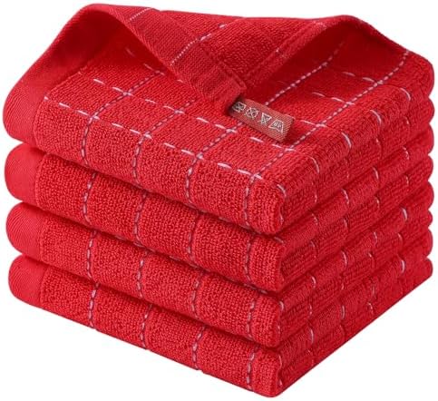Homaxy 100% Cotton Terry Kitchen Dish Cloths, 4 Pack by Homaxy