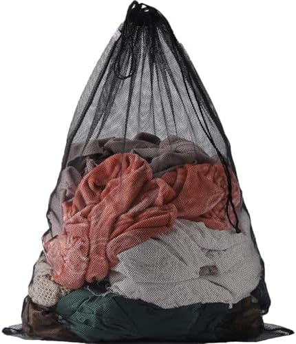 Large Mesh Laundry Bag for Travel, Drawstring Bag for Camp by Kimmama