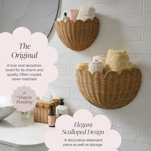 BEBE BASK The Original Scalloped Wicker Wall Basket – Set of 2 - Image 3