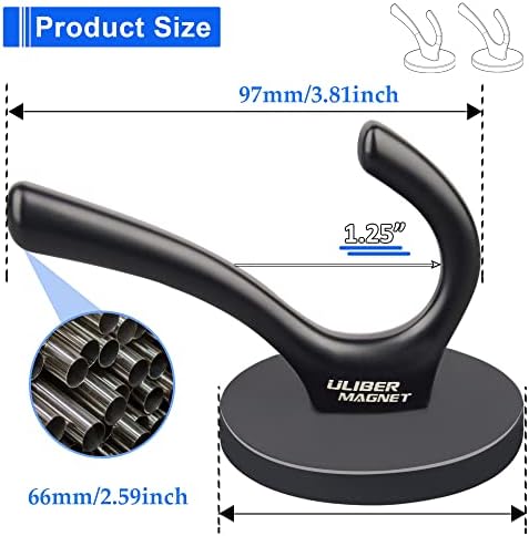 ULIBERMAGNET Strong Magnetic Double Hooks, 2 Pack Heavy Duty Sturdy Coat - Image 3