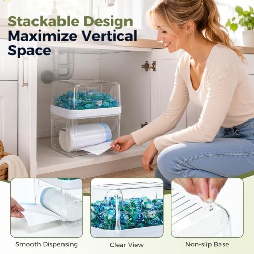 Trash Bag Dispenser & Dishwasher Pod Holder, 3-in-1 Trash Bag Holder Laundry - Image 6