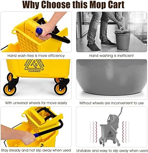 Nightcore Commercial Mop Bucket, All-in-one Tandem Floor Cleaning Wavebrake - Image 4