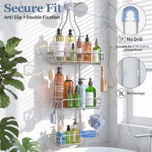 Skyapex Shower Caddy Hanging Bathroom Organizer: Over Head Adjustable Rack - Image 5