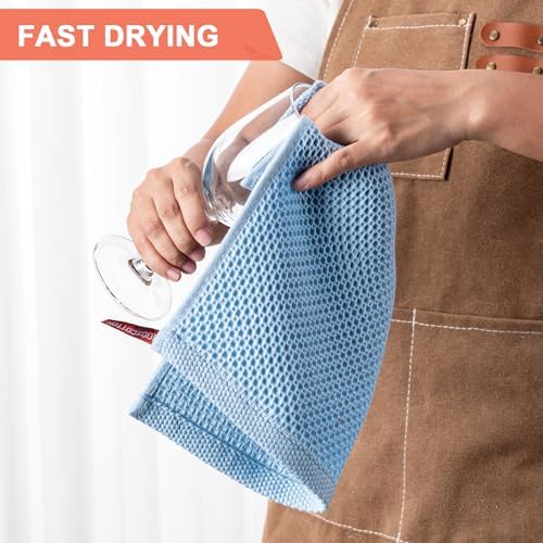 Kitchen Towels 6-Pack Kitchen Dish Cloths, 100% Cotton, 12x12 In, Sky Blue - Image 3