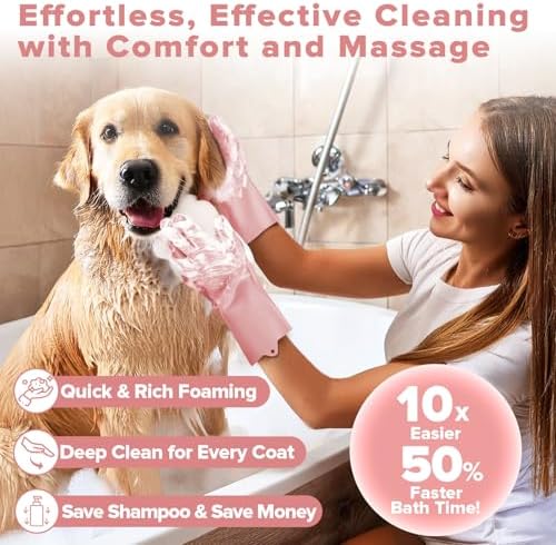 6PCS Grooming & Bath Supplies for Dogs, Cats | Dog Washing Gloves | Dog Bath - Image 2