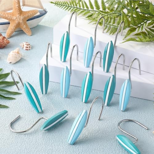 Amyhill 12 Pcs Surfboard Shower Curtain Hooks Decorative Shower Curtain Rings - Image 4