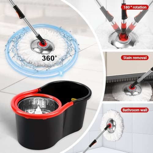 Spin Mop and Bucket with Wringer Set, 360° Spinning Mop and Bucket System with - Image 6