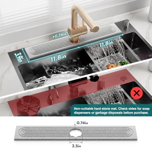Eormoe Stone Kitchen Sink Faucet Mat, Premium Upgraded Food Grade Diatomite - Image 3