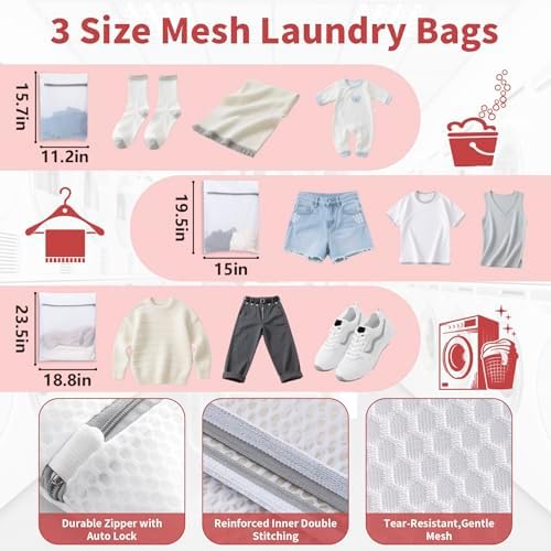 150L Laundry Bag Backpack with 3 Sizes Mesh Wash Bags and Shoulder Straps - Image 3
