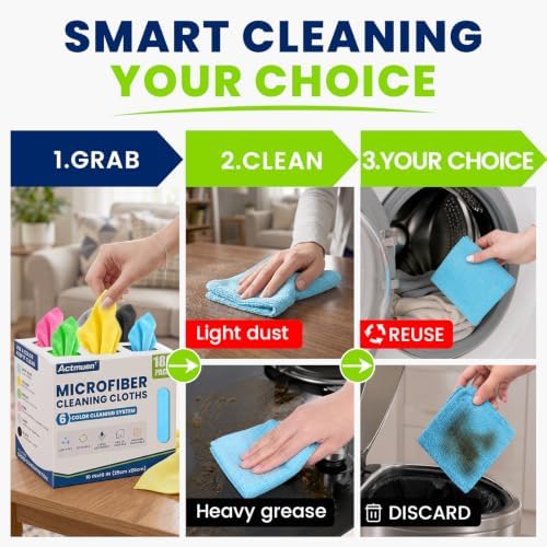 180 Pack Microfiber Cleaning Cloths, 6 Color Box, Reusable Rags - Image 6