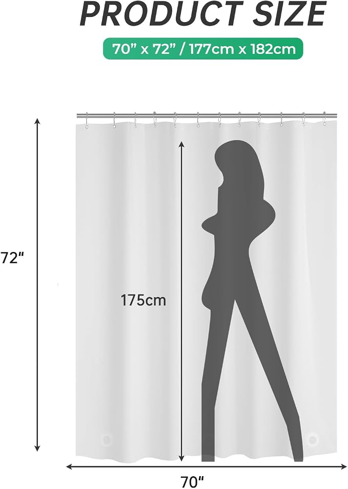 AmazerBath Frosted Shower Curtain Plastic, Heavy Duty Bathroom Curtain Premium - Image 6
