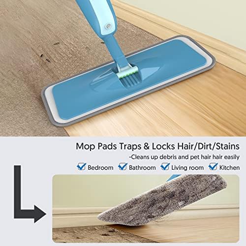 Spray Wet Mops for Floor Cleaning: Hardwood Floor Mop Refillable 2 Bottles - Image 6